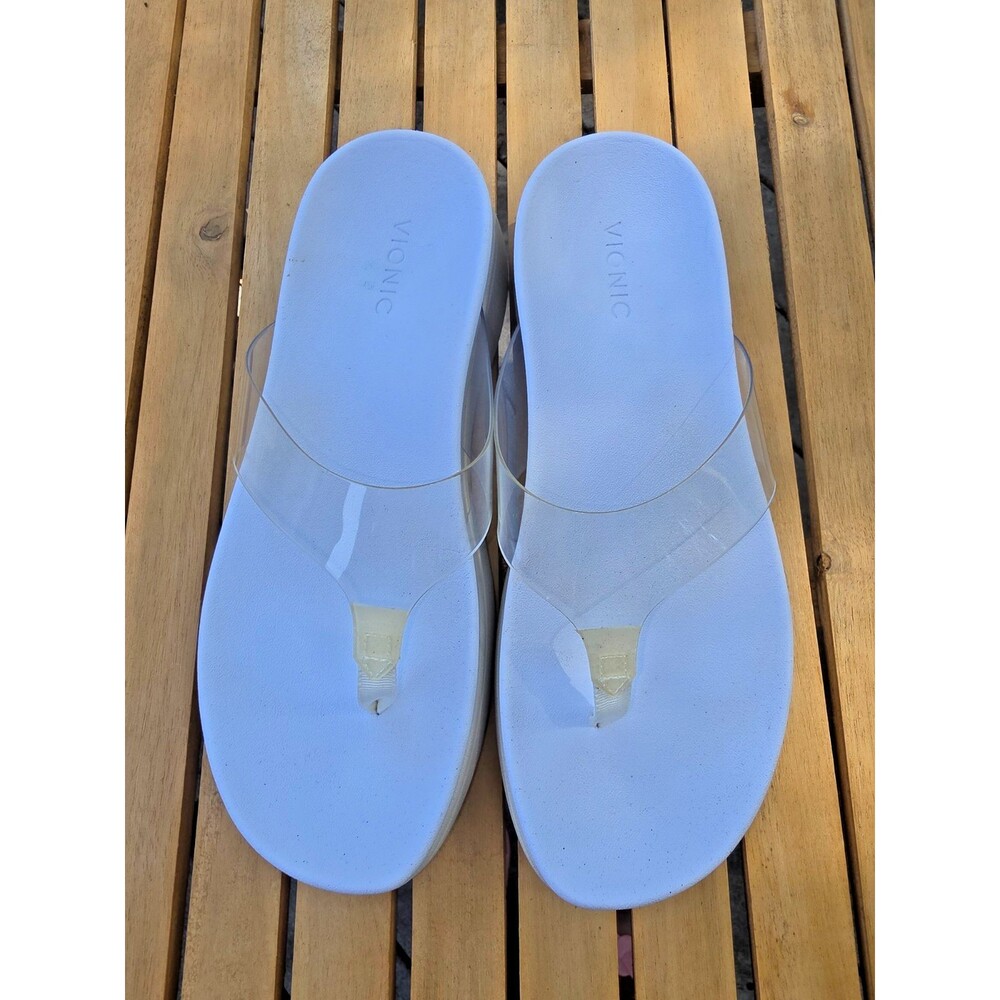 Vionic Luminous Clear Wedge Flip Flop Sandals White Size 8.5